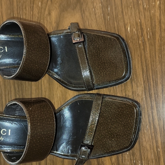GUCCI heels sandals size 8 bronze stunning and fun - Picture 7 of 12